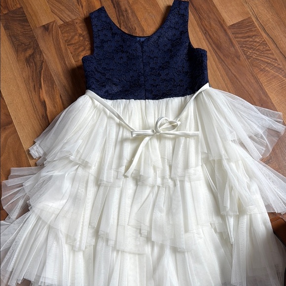 American Princess Blue and White Tiered Ruffled Formal Dress - Picture 5 of 5